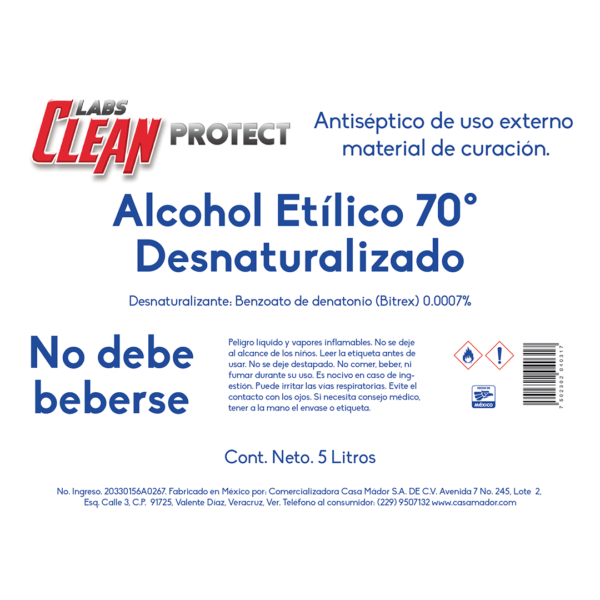 Alcohol Etílico 70° Desnaturalizado