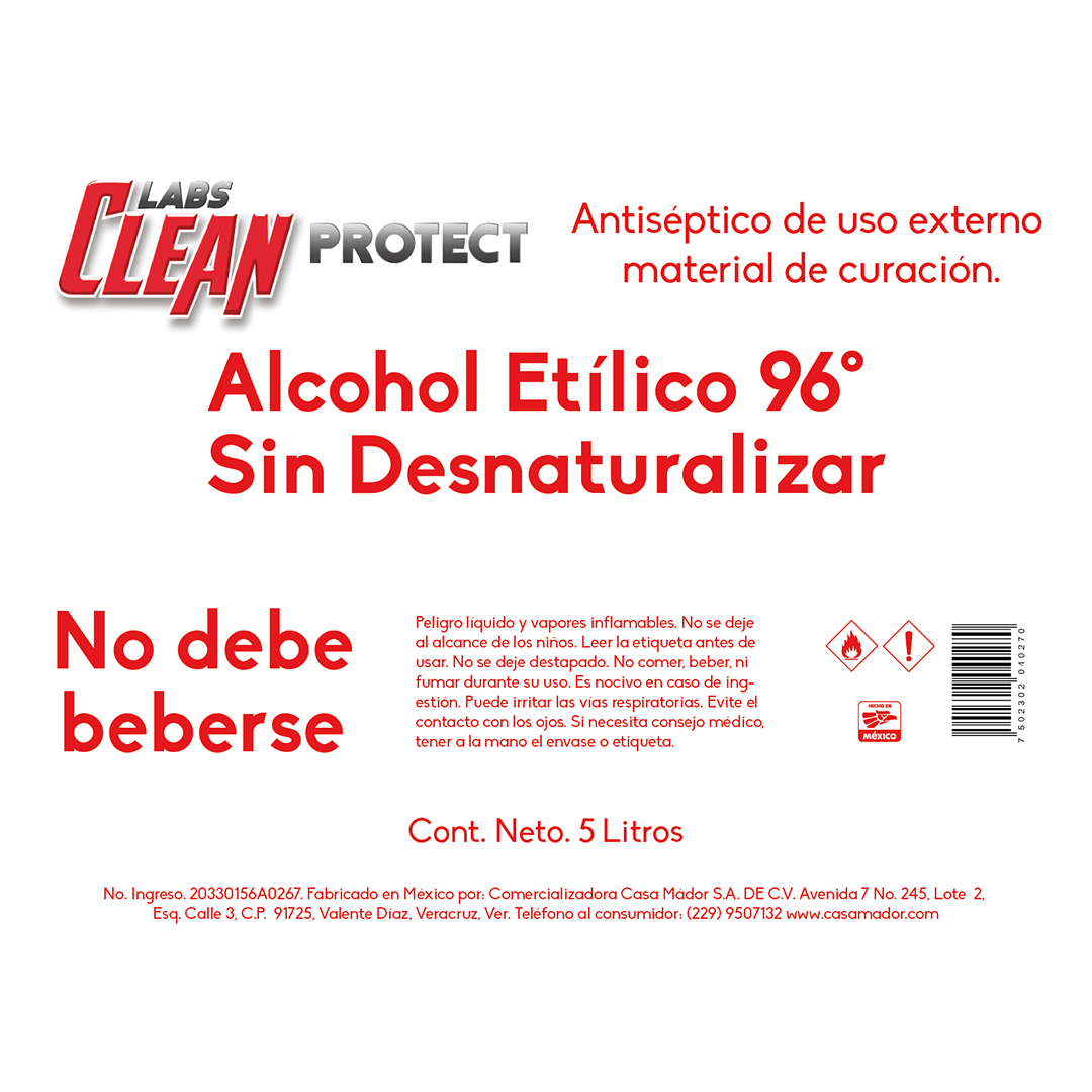 5 Litros Alcohol Etilico 96° G Puro De Caña Envío Gratis
