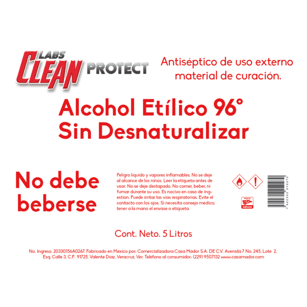 Alcohol Etílico 96° Sin Desnaturalizar