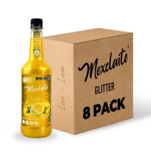 Mexclaito® Glitter Jarabe/Syrop Sabor Lima - Limón 1 Litro 8 Pack