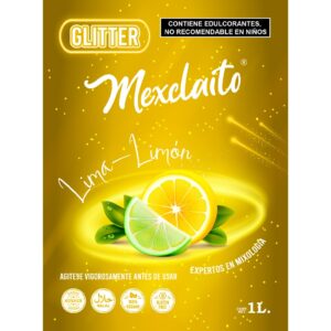 Mexclaito Glitter Jarabe/Syrop Sabor Lima - Limón 1 Litro 8 Pack - etiqueta del producto